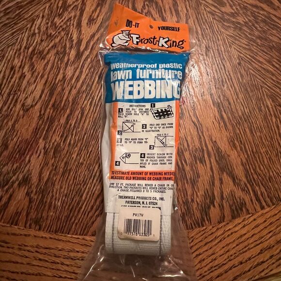 FROST KING Lawn Furniture Webbing 2 1/4"x 17 ft PW17 WHITE with Grey Stripes - Picture 3 of 6